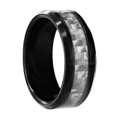 Men's Metallo Tung Black Plated Carbon Fiber Ring