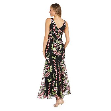 Women's R&M Richards Floral Embroidered Trumpet Dress
