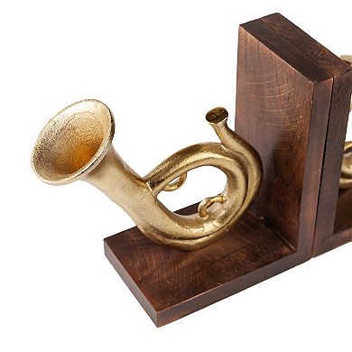 French Horn Bookend Set