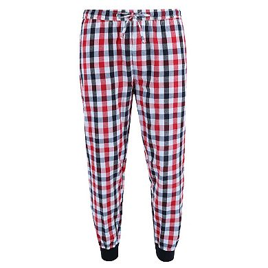 Men's V-neck Top With Plaid Jogger Lounge Set