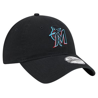 Youth New Era Black Miami Marlins Team Color 9TWENTY Adjustable Hat