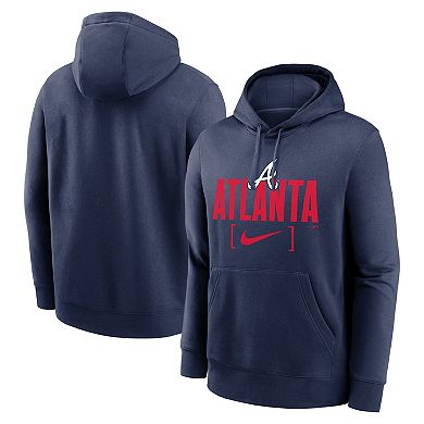 Men's Nike Navy Atlanta Braves Club Slack Pullover Hoodie