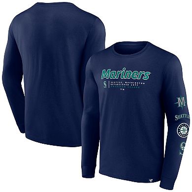 Men's Fanatics Branded Navy Seattle Mariners Strike the Goal Long Sleeve T-Shirt