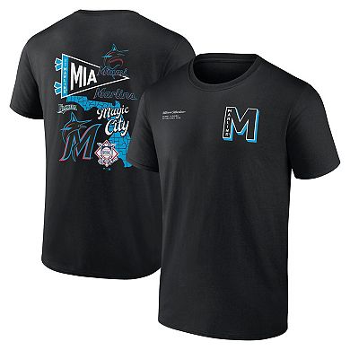 Men's Fanatics Branded Black Miami Marlins Split Zone T-Shirt