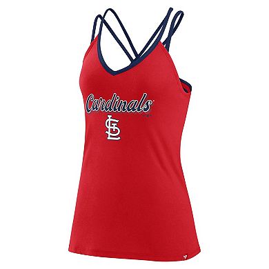 Women's Fanatics Branded Red St. Louis Cardinals Go For It Strappy V-Neck Tank Top