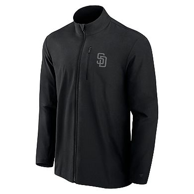 Men's Fanatics Signature Black San Diego Padres Front Office Woven Full-Zip Jacket