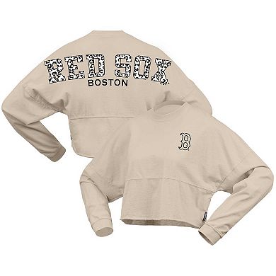 Women's Fanatics Branded Cream Boston Red Sox Long Sleeve Cropped Jersey T-Shirt