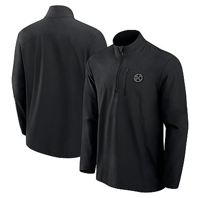 Men's Fanatics Signature Black Pittsburgh Steelers Front Office Woven Quarter-Zip Jacket