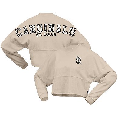 Women's Fanatics Branded Cream St. Louis Cardinals Long Sleeve Cropped Jersey T-Shirt