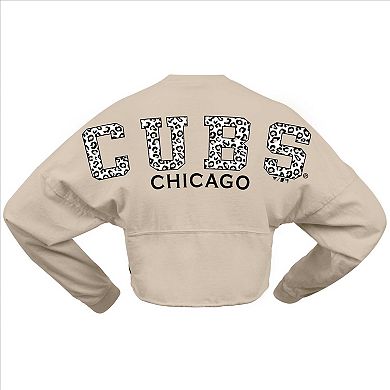 Women's Fanatics Branded Cream Chicago Cubs Long Sleeve Cropped Jersey T-Shirt