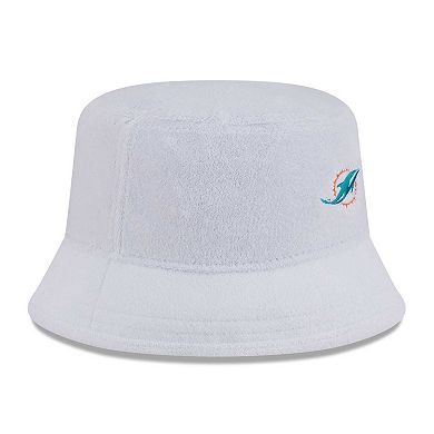 Men's New Era White Miami Dolphins Court Sport Terry Bucket Hat