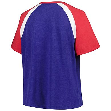 Women's New Era Royal Philadelphia Phillies Plus Size Raglan V-Neck T-Shirt