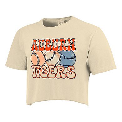 Women's Natural Auburn Tigers Comfort Colors Baseball Cropped T-Shirt