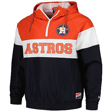 Men's New Era Orange Houston Astros Ripstop Raglan Quarter-Zip Hoodie Windbreaker Jacket