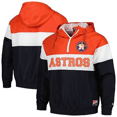 Men's New Era Orange Houston Astros Ripstop Raglan Quarter-Zip Hoodie Windbreaker Jacket