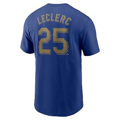 Men's Nike Jose Leclerc Royal Texas Rangers 2024 Gold Collection Name & Number T-Shirt
