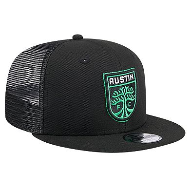 Youth New Era Black Austin FC Evergreen Trucker 9FIFTY Snapback Hat