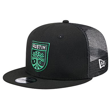 Youth New Era Black Austin FC Evergreen Trucker 9FIFTY Snapback Hat