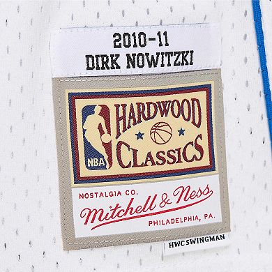 Men's Mitchell & Ness Dirk Nowitzki White Dallas Mavericks 2010/11 Hardwood Classics Swingman Jersey