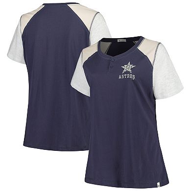 Women's '47 Navy/Gray Houston Astros Plus Size Henley T-Shirt