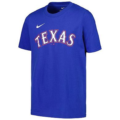 Youth Nike Leody Taveras Royal Texas Rangers Name & Number T-Shirt