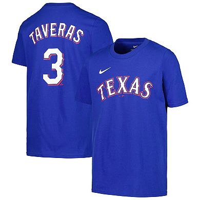 Youth Nike Leody Taveras Royal Texas Rangers Name & Number T-Shirt
