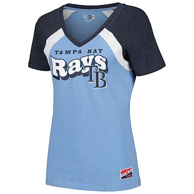 Women's New Era Light Blue Tampa Bay Rays Heathered Raglan V-Neck T-Shirt