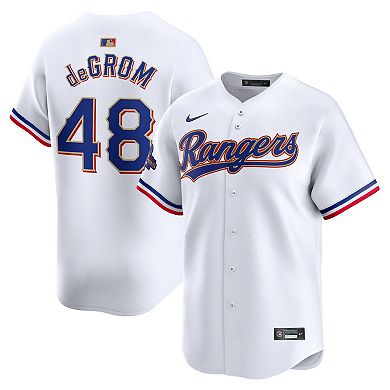 Men's Nike Jacob deGrom White Texas Rangers 2024 Gold Collection Limited Player Jersey