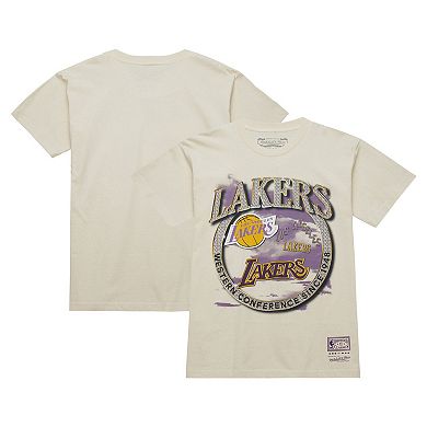 Men's Mitchell & Ness Tan Los Angeles Lakers Hardwood Classics Vintage Soul Crown Jewels T-Shirt