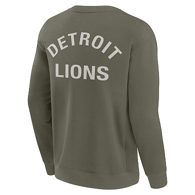 Unisex Fanatics Signature Olive Detroit Lions Super Soft Pullover Crew Sweatshirt