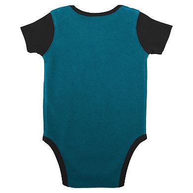 Newborn & Infant Teal/Black Jacksonville Jaguars Home Field Advantage Three-Piece Bodysuit, Bib & Booties Set