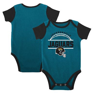 Newborn & Infant Teal/Black Jacksonville Jaguars Home Field Advantage Three-Piece Bodysuit, Bib & Booties Set