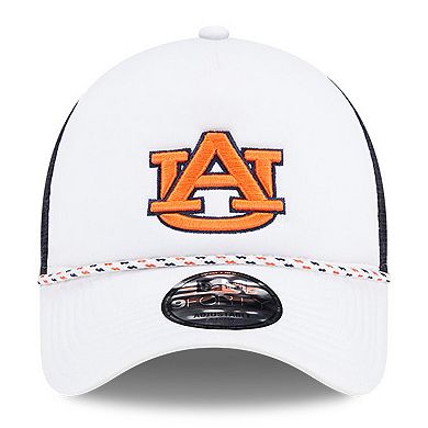 Men's New Era White/Navy Auburn Tigers Court Sport Foam A-Frame 9FORTY Adjustable Trucker Hat