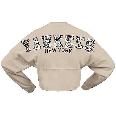 Women's Fanatics Branded Cream New York Yankees Long Sleeve Cropped Jersey T-Shirt