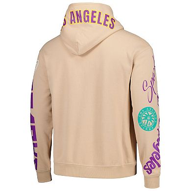 Unisex The Wild Collective Cream Los Angeles Sparks Graffiti Acid Wash Pullover Hoodie