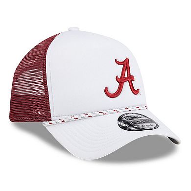 Men's New Era White/Crimson Alabama Crimson Tide Court Sport Foam A-Frame 9FORTY Adjustable Trucker Hat