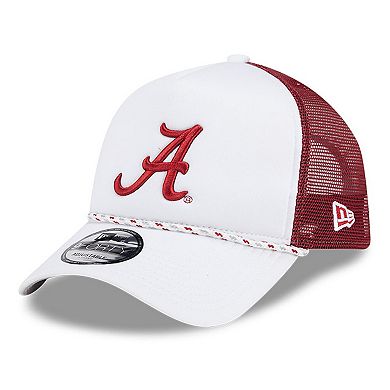 Men's New Era White/Crimson Alabama Crimson Tide Court Sport Foam A-Frame 9FORTY Adjustable Trucker Hat