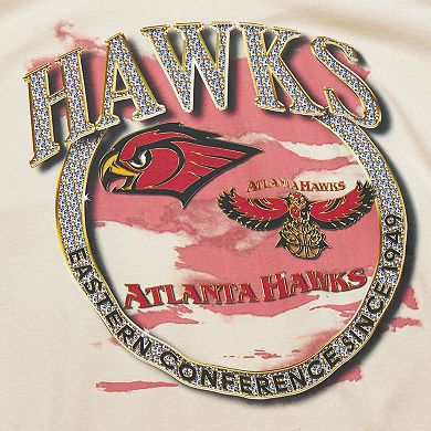 Men's Mitchell & Ness Tan Atlanta Hawks Hardwood Classics Vintage Soul Crown Jewels T-Shirt