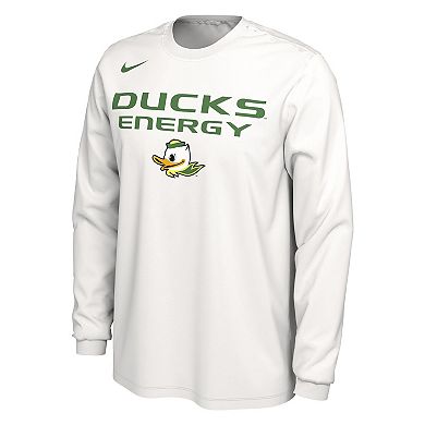 Unisex Nike  White Oregon Ducks 2024 On-Court Bench Energy Long Sleeve T-Shirt