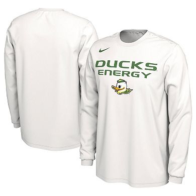 Unisex Nike  White Oregon Ducks 2024 On-Court Bench Energy Long Sleeve T-Shirt