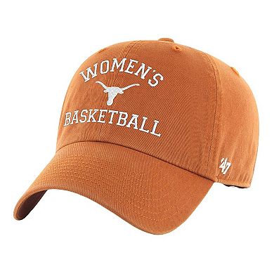 Unisex '47 Texas Orange Texas Longhorns Women's Basketball Archway Clean Up Adjustable Hat
