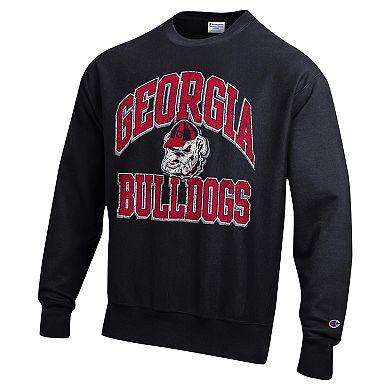 Men's Champion Black Georgia Bulldogs Vault Late Night Reverse Weave Pullover Sweatshirt