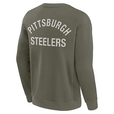 Unisex Fanatics Signature Olive Pittsburgh Steelers Super Soft Pullover Crew Sweatshirt