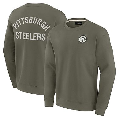 Unisex Fanatics Signature Olive Pittsburgh Steelers Super Soft Pullover Crew Sweatshirt