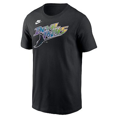 Men's Nike Black Tampa Bay Rays Cooperstown Wordmark T-Shirt