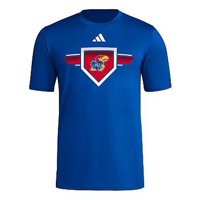 Men's adidas Royal Kansas Jayhawks 2023/24 AEROREADY Homeland Plate Pregame T-Shirt