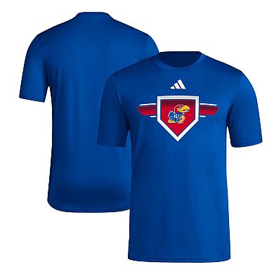 Men's adidas Royal Kansas Jayhawks 2023/24 AEROREADY Homeland Plate Pregame T-Shirt