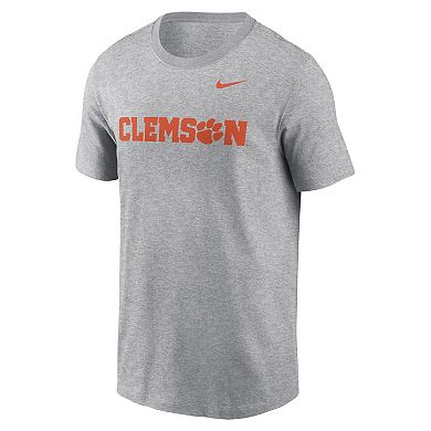 Men's Nike Heather Gray Clemson Tigers Primetime Evergreen Wordmark T-Shirt