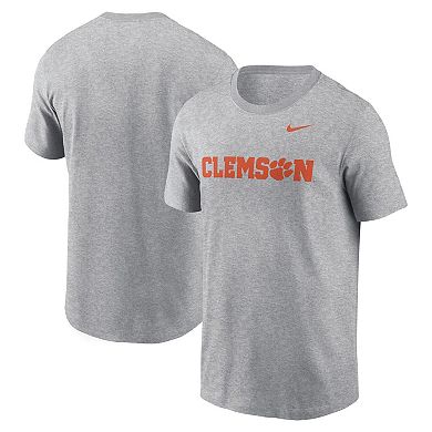 Men's Nike Heather Gray Clemson Tigers Primetime Evergreen Wordmark T-Shirt