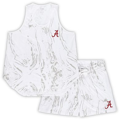 Women's Profile White Alabama Crimson Tide Plus Size Marble Tank and Shorts Set